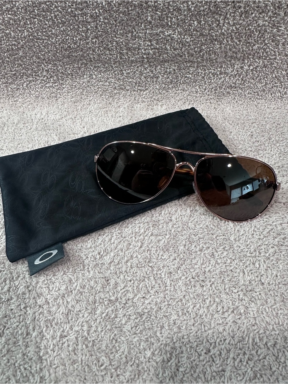 Oakley Aviator Feedback Sunglasses w/ Brown Polarized Lenses and Rose Gold Frame